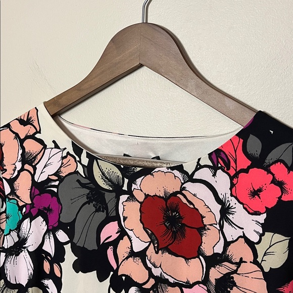 Express Floral Bell Sleeve‎ Mini Dress Size 12 Colorful Mod Boho Party - Picture 3 of 10